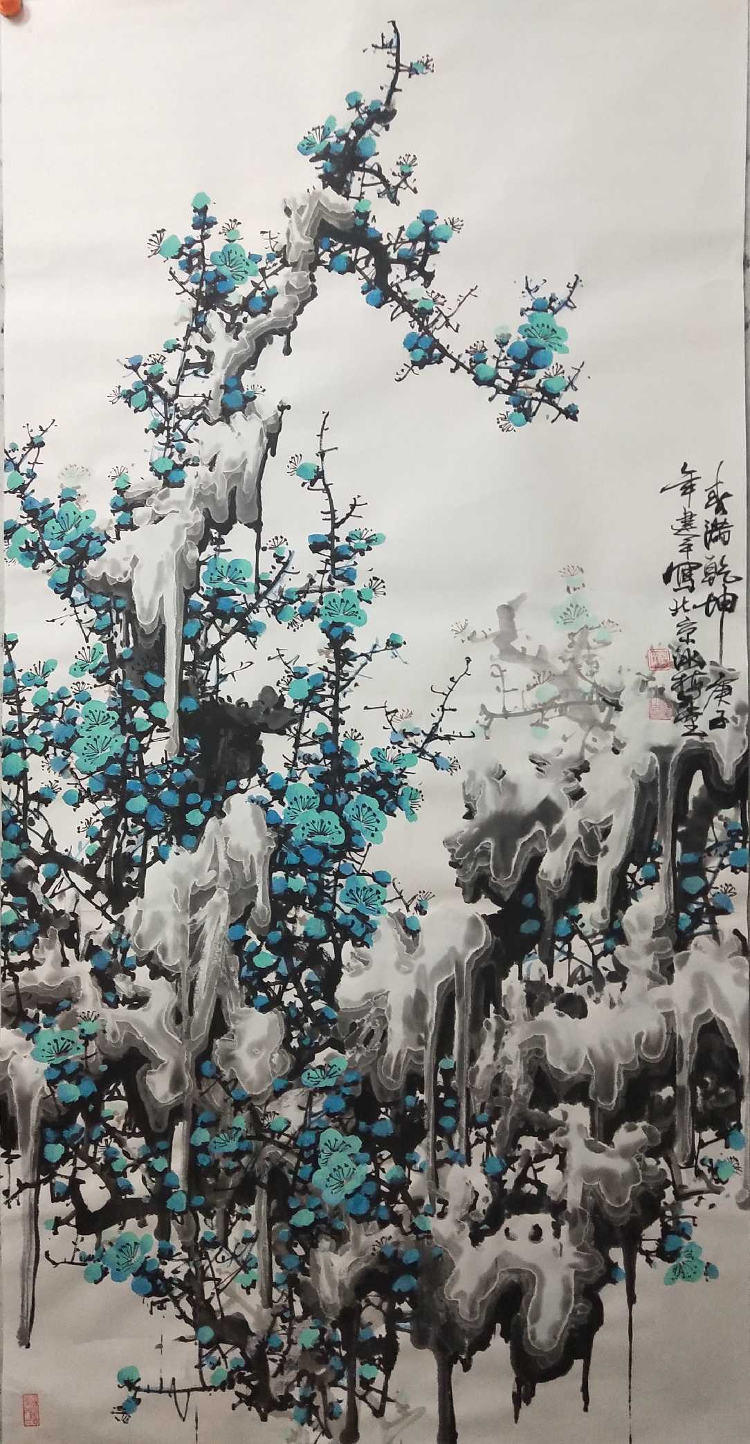 中国传统冰雪山水画暨 写意冰凌梅花画 可谓开源导流首开先河 前无